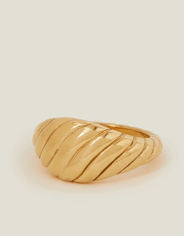 14ct Gold-Plated Stainless Steel Croissant Ring, Gold (GOLD), large
