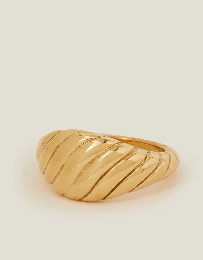 14ct Gold-Plated Stainless Steel Croissant Ring, Gold (GOLD), large