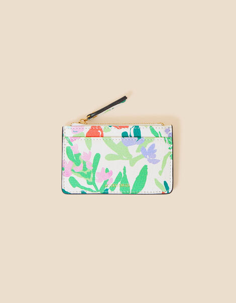 Floral Print Card Holder, White (WHITE), large