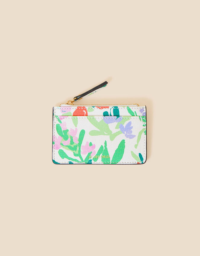 Floral Print Card Holder, White (WHITE), large