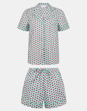 Floral Print Cotton Short Pyjamas Set, Blue (PALE BLUE), large