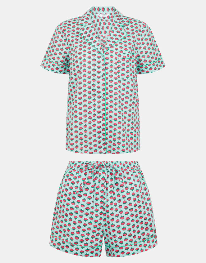 Floral Print Cotton Short Pyjamas Set, Blue (PALE BLUE), large
