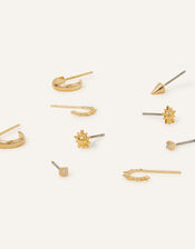 14ct Gold-Plated Sun Mixed Earrings 5 Pack, , large