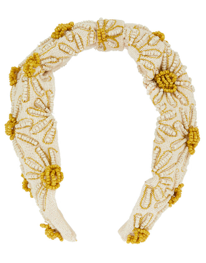 Daisy Beaded Wide Headband, , large