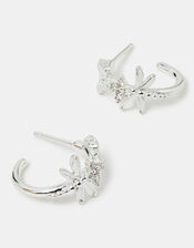 Sterling Silver-Plated Dragonfly Hoop Earrings, , large