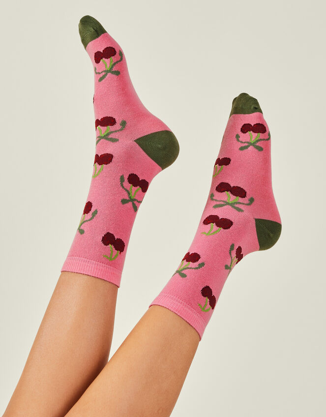 Cherry Print Socks, , large