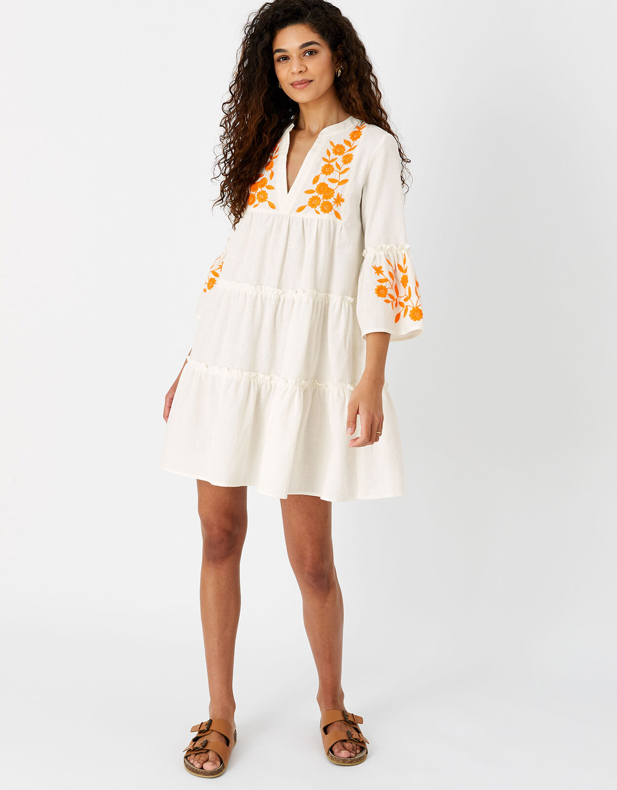 Floral Embroidered Cover Up Dress Orange Kaftans Cover Ups Accessorize ROI