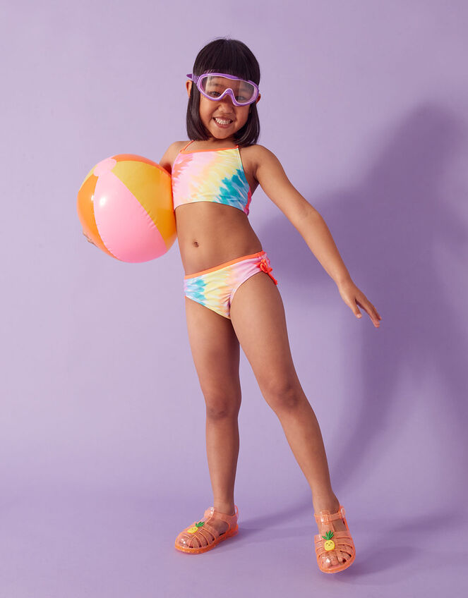 Girls Tie Dye Bikini Set with Recycled Polyester, Multi (BRIGHTS-MULTI), large