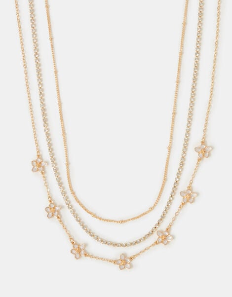 3-Pack Flower Chain Necklaces, , large