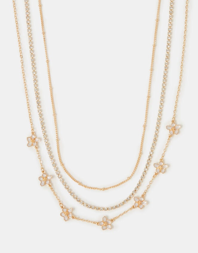 3-Pack Flower Chain Necklaces, , large