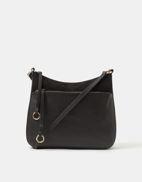 Leather Messenger Crossbody Bag, , large