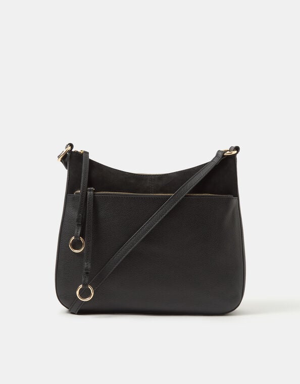 Leather Messenger Crossbody Bag, , large