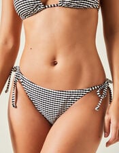 Stripe Seersucker Bikini Bottom, Black (BLACK WHITE), large