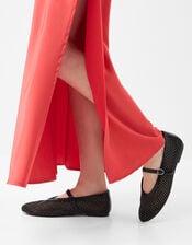 Rhinestone Mesh Mary Jane Ballet Flats, Black (BLACK), large