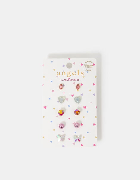 5-Pack Girls Butterfly Stud Earrings, , large