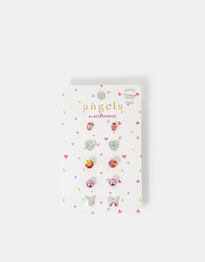 5-Pack Girls Butterfly Stud Earrings, , large