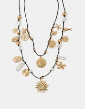 Sea Charm Layered Cord Necklace Gold, , large