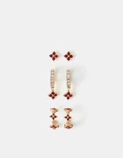 3-Pack Gem Cross Stud & Hoop Earrings, , large