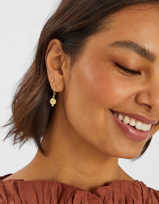14ct Gold-Plated Huggie Hoop Earrings, , large