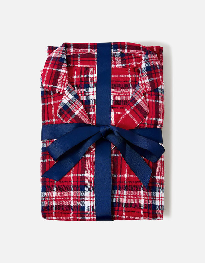 Check Button Full-Length Pyjama Set, Red (RED), large