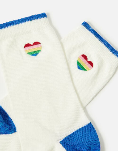 Rainbow Heart Embroidered Socks, , large