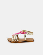 Girls Beaded Gladiator Sandals, Multi (BRIGHTS MULTI), large