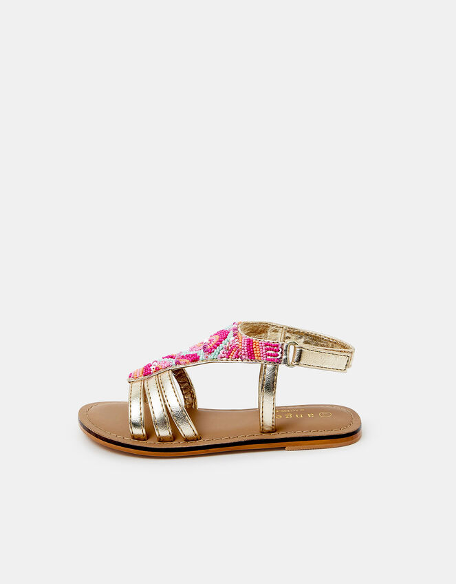 Girls Beaded Gladiator Sandals, Multi (BRIGHTS MULTI), large