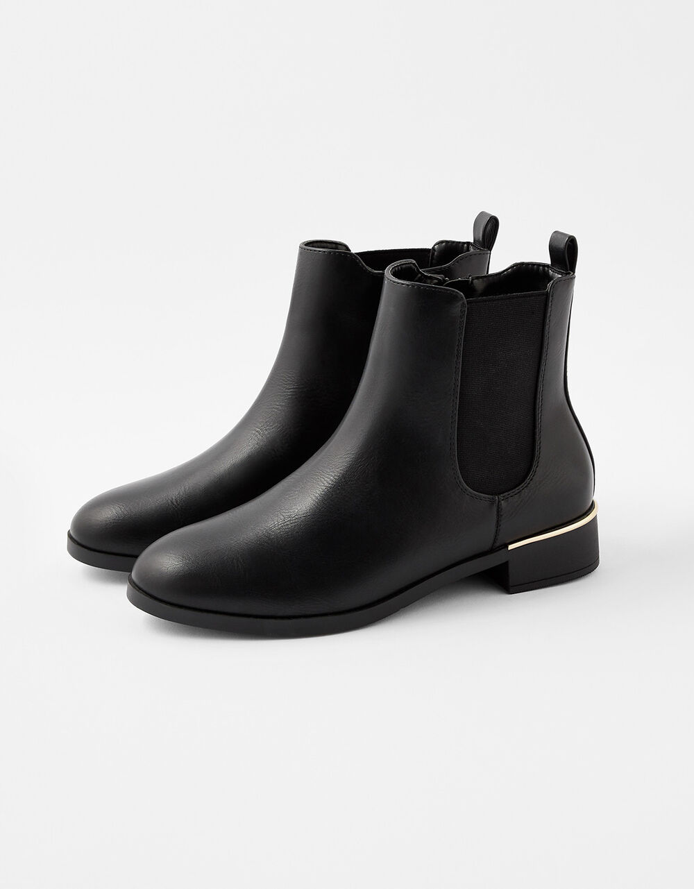 black metal trim chelsea boots
