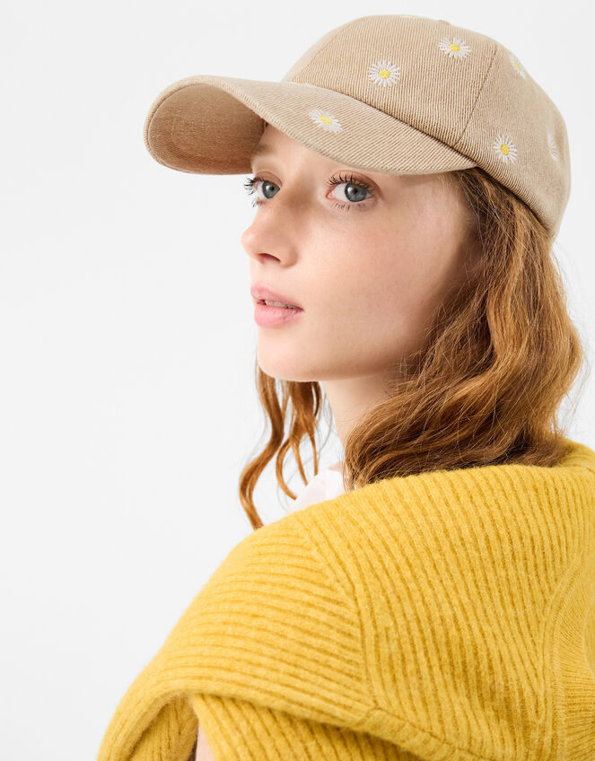 Daisy Embroidered Baseball Cap, , large