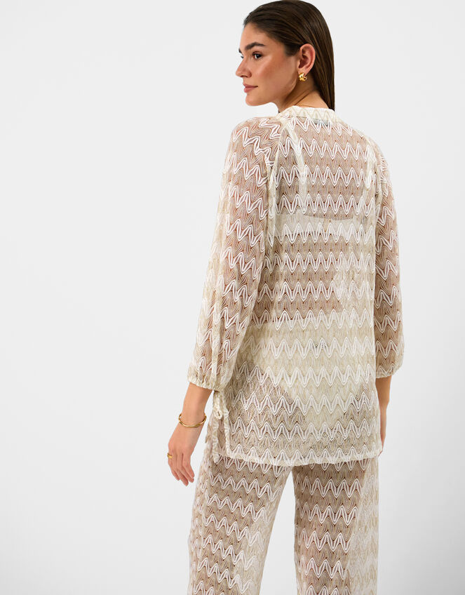 Crochet Beach Shirt, White (WHITE), large