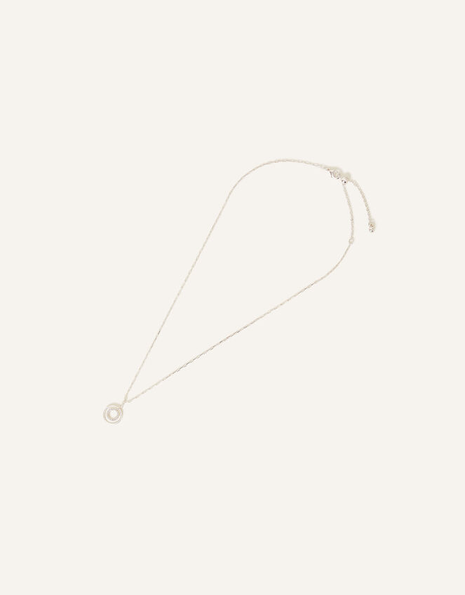 Sterling Silver-Plated Circle Pendant Necklace, , large