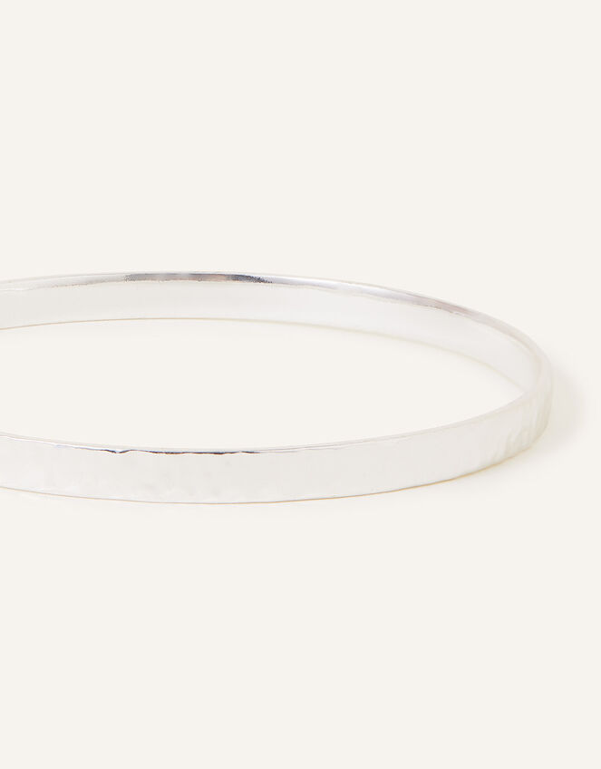 Sterling Silver-Plated Textured Bangle, , large