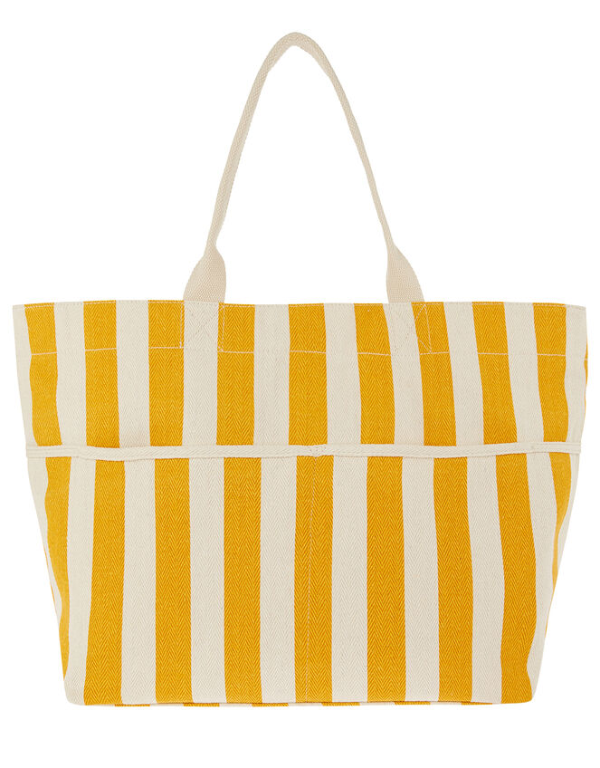 Woven Striped Tote Bag, Yellow (YELLOW), large