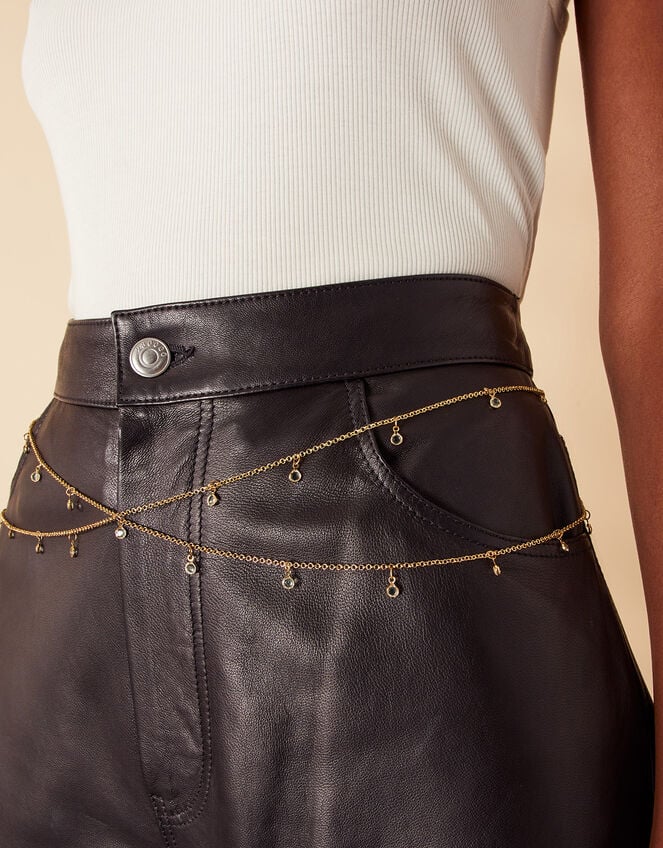 Crystal Drop Layered Belly Chain, , large