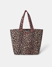 Merci Leopard Print Cotton Shopper Bag, , large