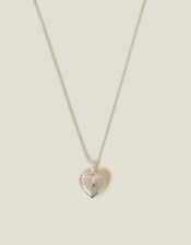 Sterling Silver-Plated Filigree Heart Pendant Necklace, , large