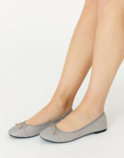 Patent Toe Ballerina Flats, Grey (GREY), large