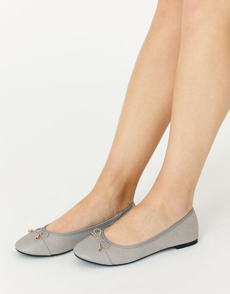 Patent Toe Ballerina Flats Grey, Grey (GREY), large