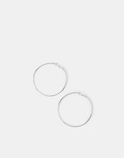 Large Hoop Earrings, Silver (SILVER), large