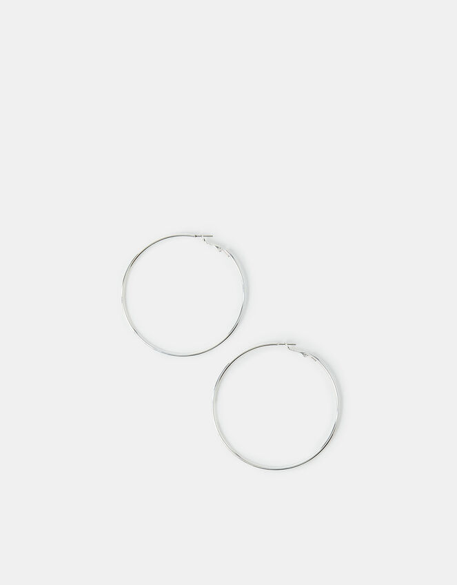 Large Hoop Earrings, Silver (SILVER), large