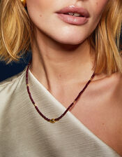 14ct Gold-Plated Ruby Quartz Beaded Necklace, , large