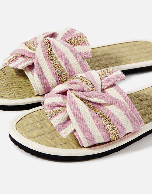 Stripe Perth Seagrass Sliders, Pink (PINK), large
