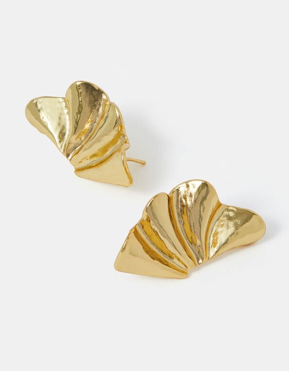 14ct Gold-Plated Molten Fan Stud Earrings, , large