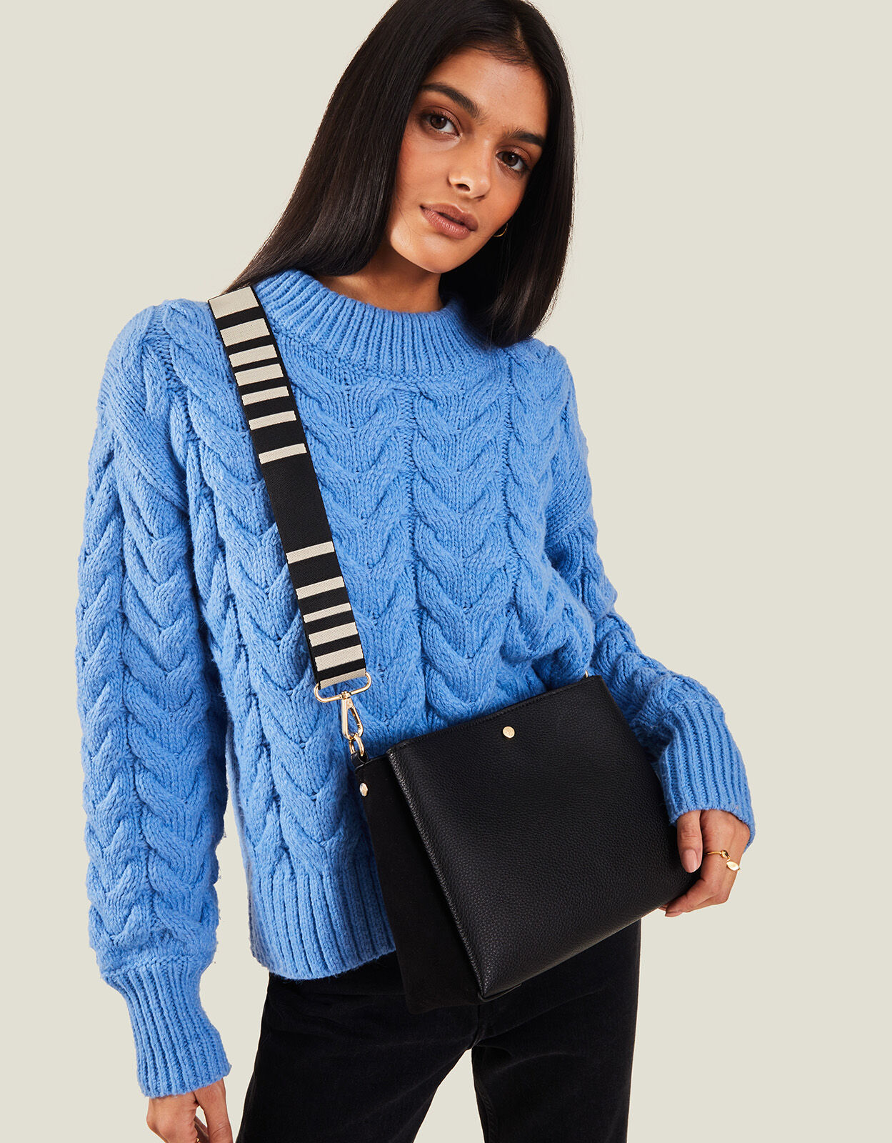 Cross body bag top with webbing strap