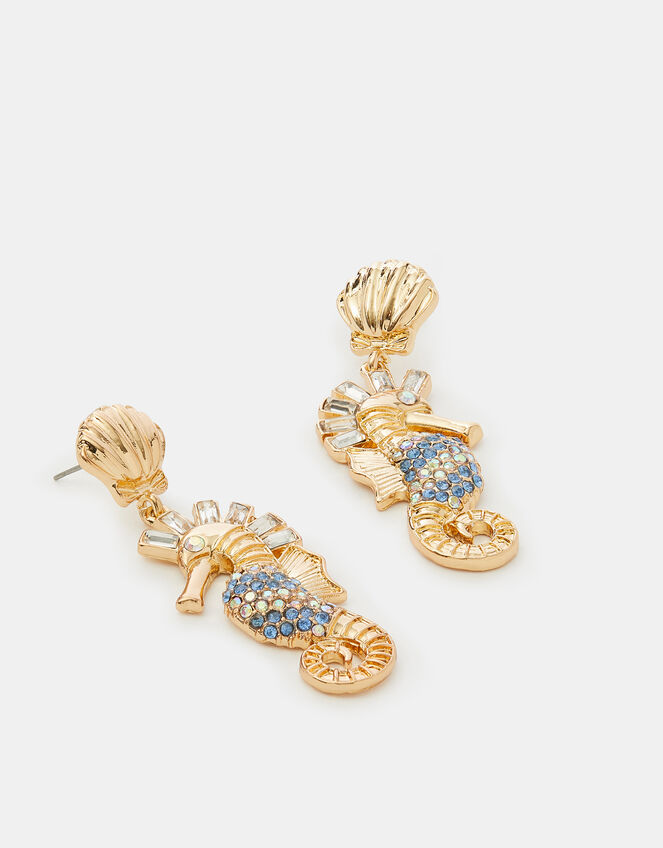 Statement Seahorse Drop Earrings, , large