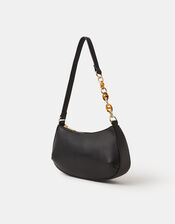 Resin Chain Strap Shoulder Bag, Black (BLACK), large