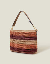 Stripe Raffia Cross-Body Bag, , large