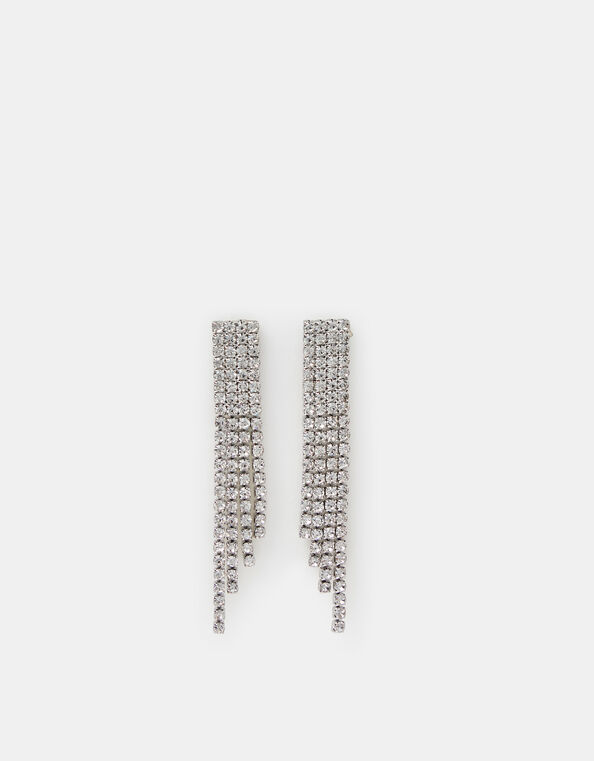 Cascading Crystal Drop Earrings, Silver (SILVER), large