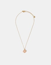 14ct Gold-Plated Rose Quartz Clover Pendant Necklace, , large