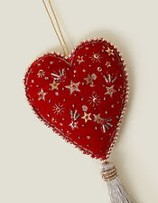 Embroidered Heart Tassel Christmas Tree Decoration, , large